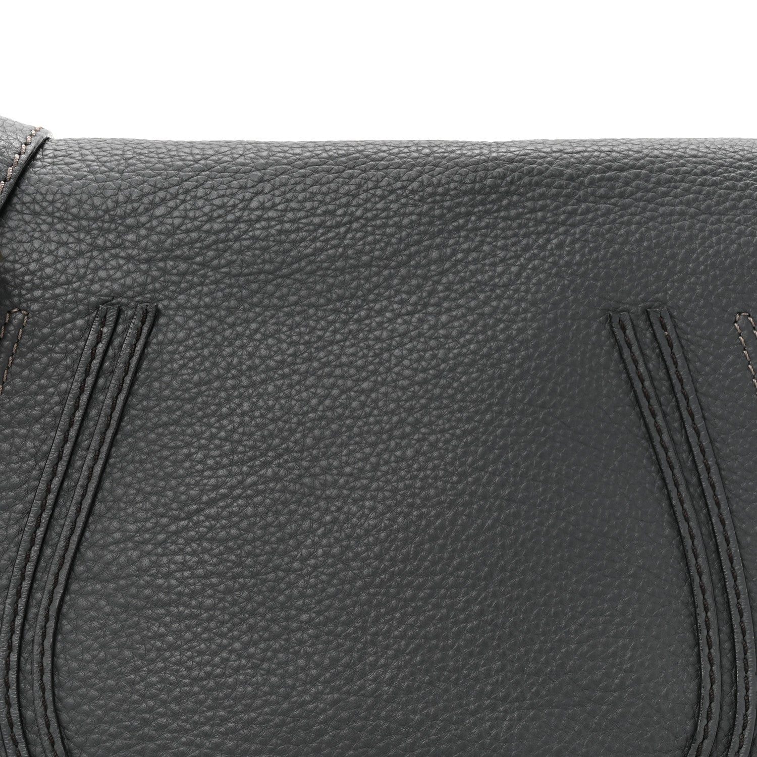 Grained Calfskin Medium Marcie Saddle Bag Iron Grey