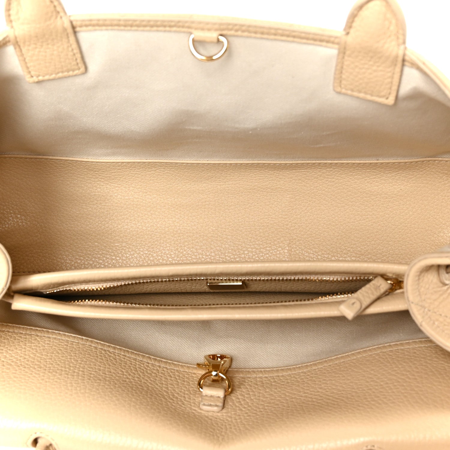 Grained Calfskin Stitched Urban Essentials Small Shopping Bag Beige