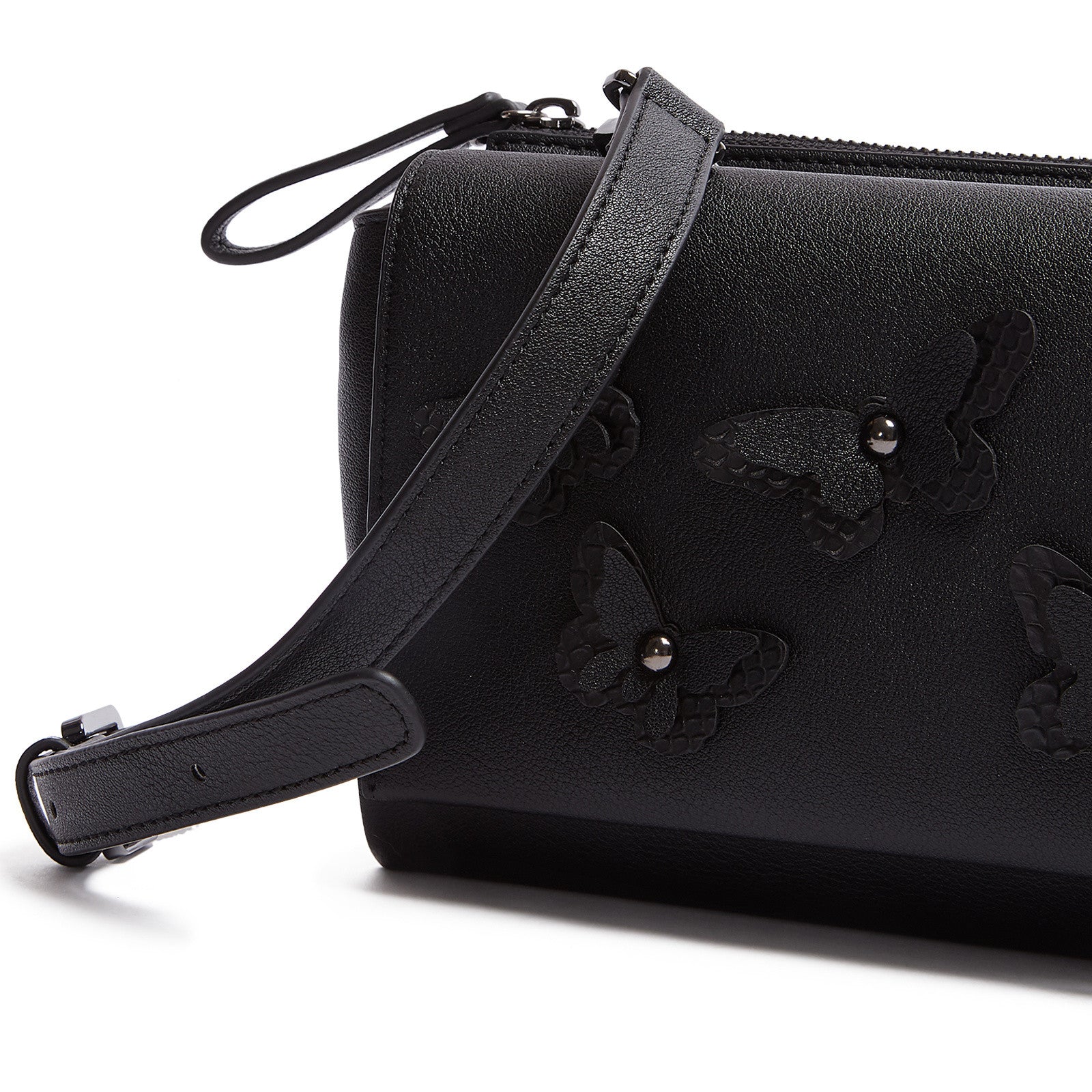 Tosca Blu Black Small Butterfly Applique Flap Shoulder Bag
