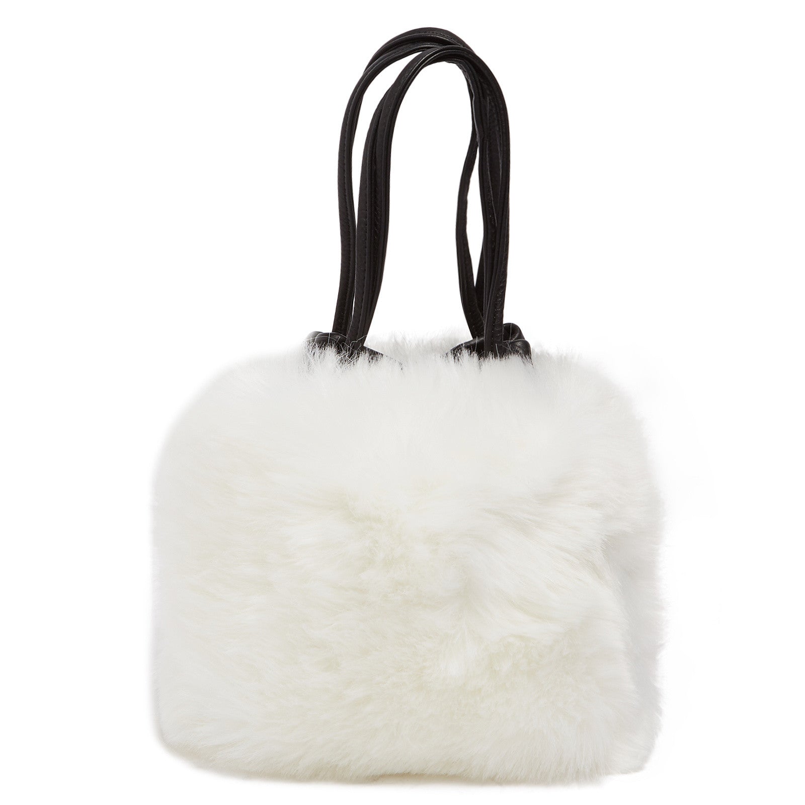 Tosca Blu White Small Faux Fur Bucket Bag