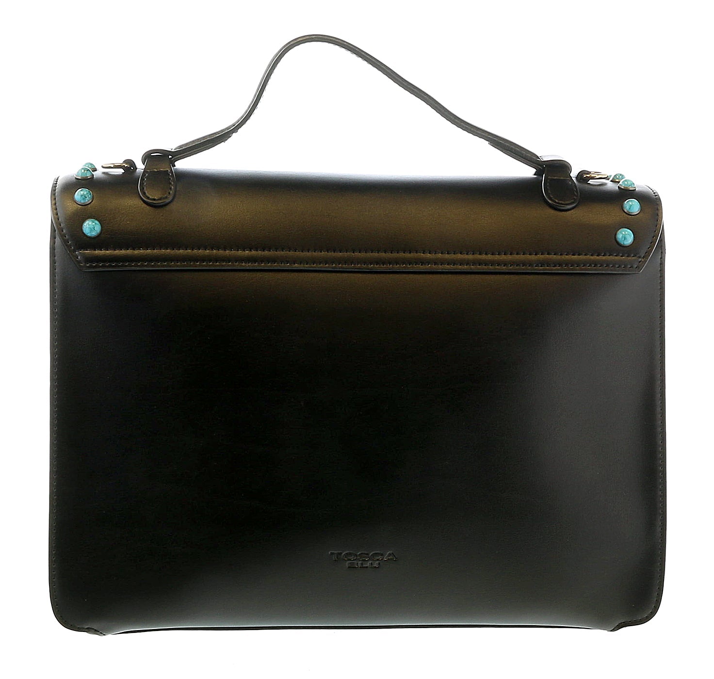 Tosca Blu Black Small Western Inspired Beaded  Flap Top Handle Bag