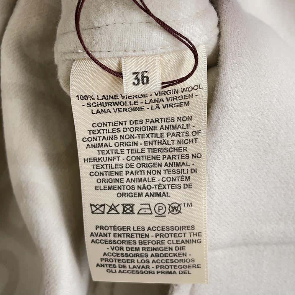 HERMES ★Chaine d'Ancre Coat Size 36 Light Gray Wool 100%