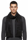 Roberto Cavalli black and navy Wool Blend Scarf