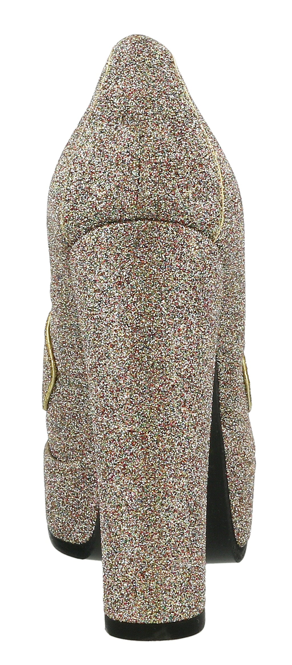 Roberto Cavalli Glitter Silver Gold Glitter Block High Heel  -