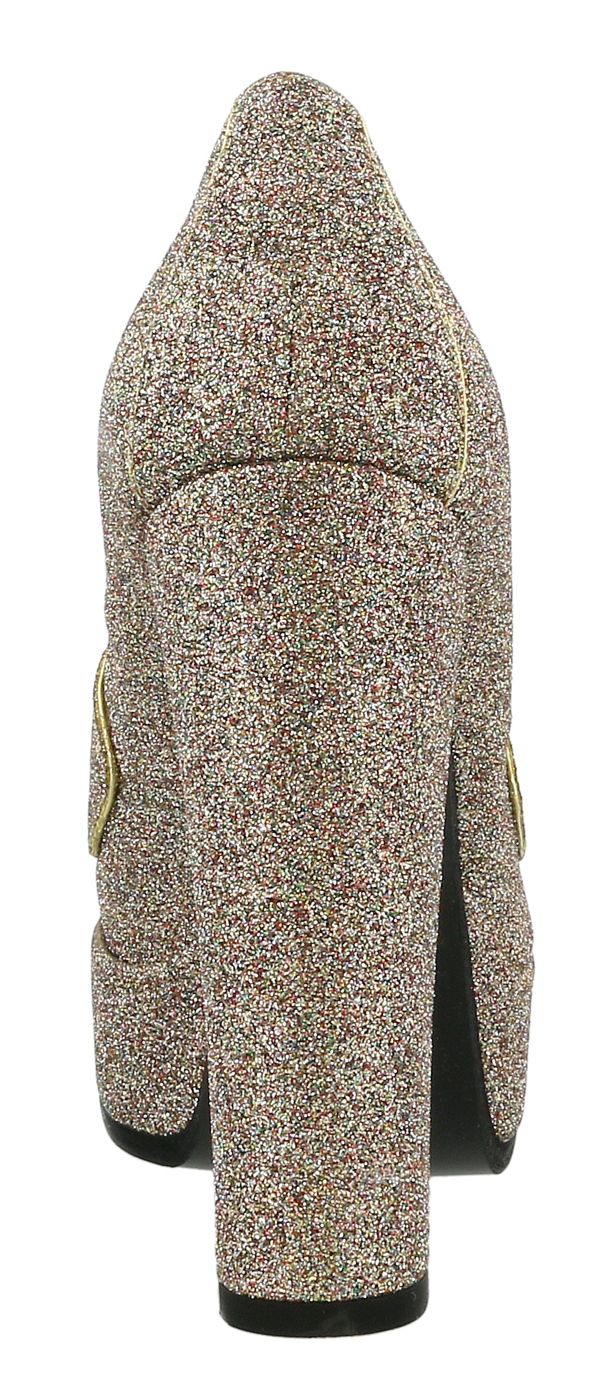 Roberto Cavalli Glitter Silver Gold Glitter Block High Heel  -