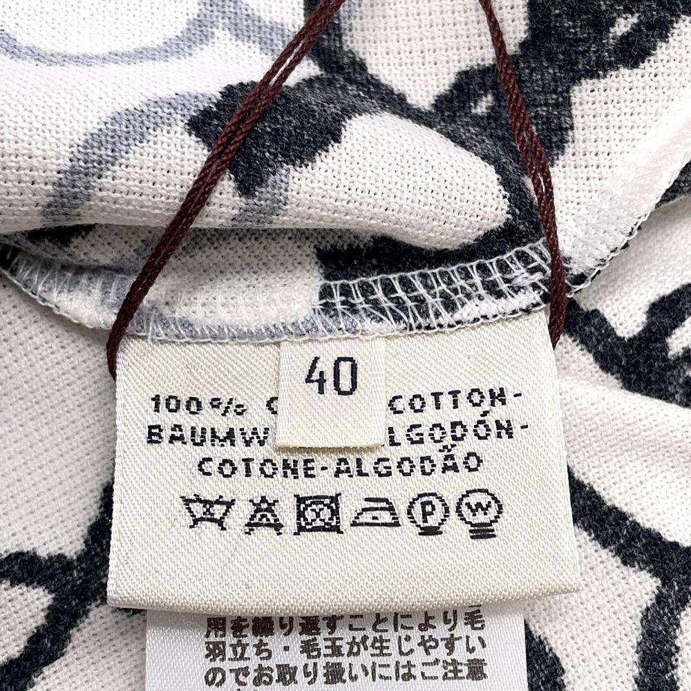HERMES Cordriere short sleeve dress Size 40 White/Black/Gray Cotton100%