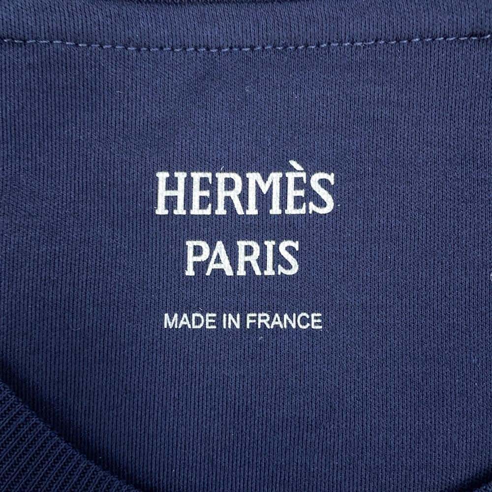 HERMES Jungle Love Cut and Sew Size 34 Navy/White Cotton100%