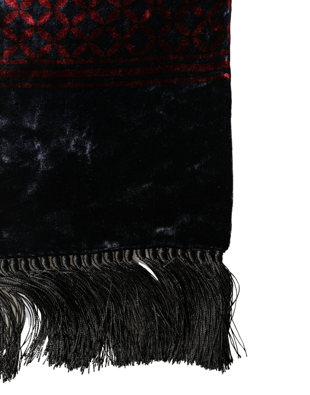 Dolce & Gabbana Black Red Rayon Geometric Pattern Fringe 140cm X 16cm  Men's Scarf