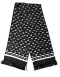 Dolce & Gabbana Black Silk Crown Fringe Neck Wrap 173cm x 32.5cm Men's Scarf