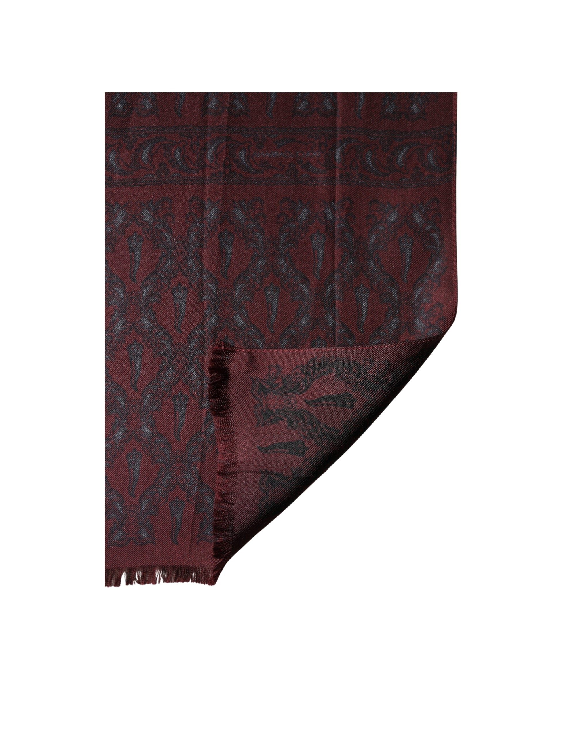 Dolce & Gabbana Burgundy Black Silk Paisley Foulard 135cm X 22cm  Men's Scarf