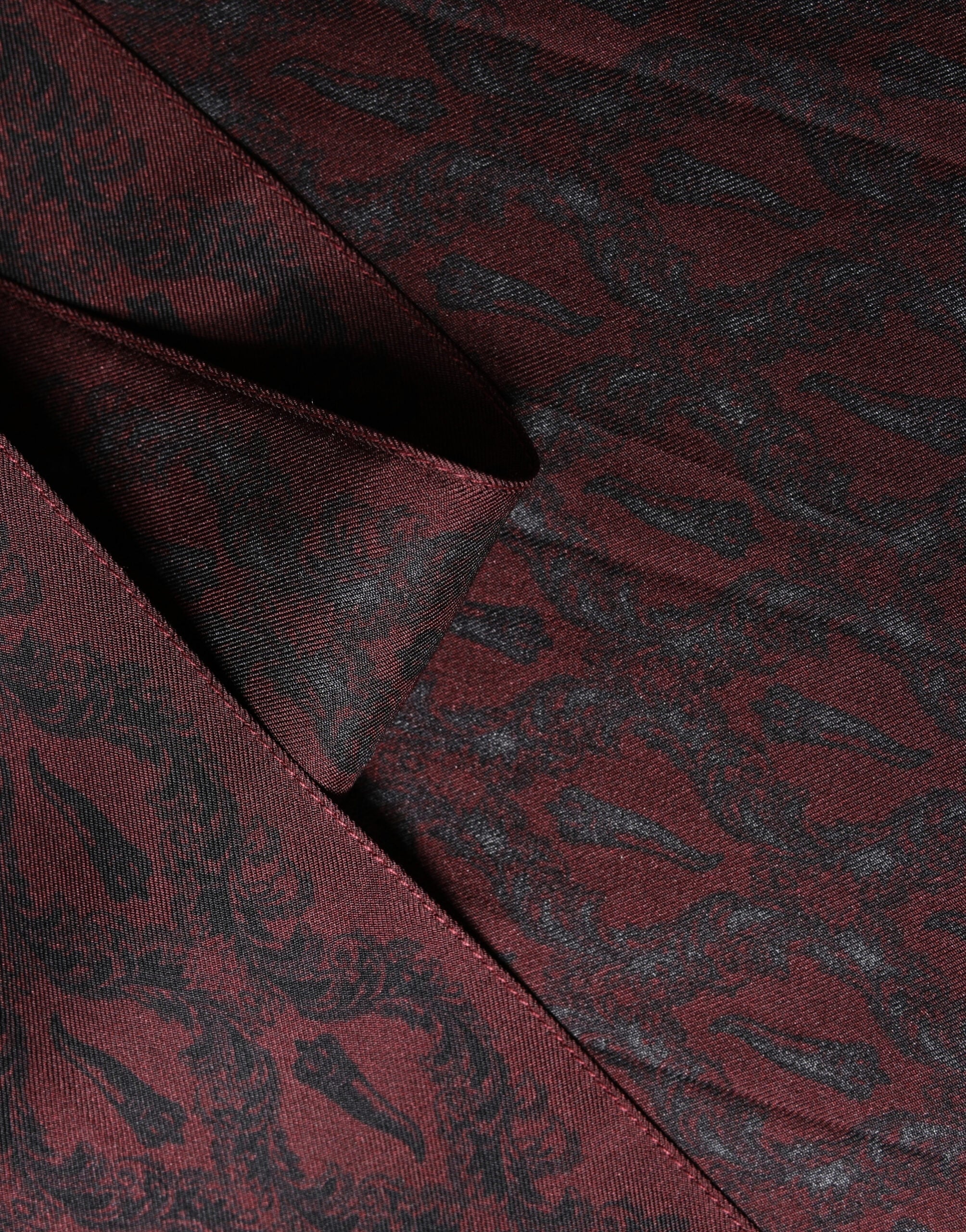 Dolce & Gabbana Burgundy Black Silk Paisley Foulard 135cm X 22cm  Men's Scarf