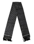 Dolce & Gabbana Black White Silk Dotted Print Foulard 140cm X 15cm Men's Scarf