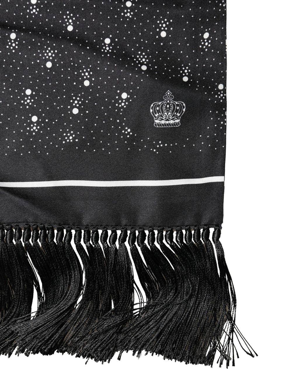Dolce & Gabbana Black White Silk Dotted Print Foulard 140cm X 15cm Men's Scarf