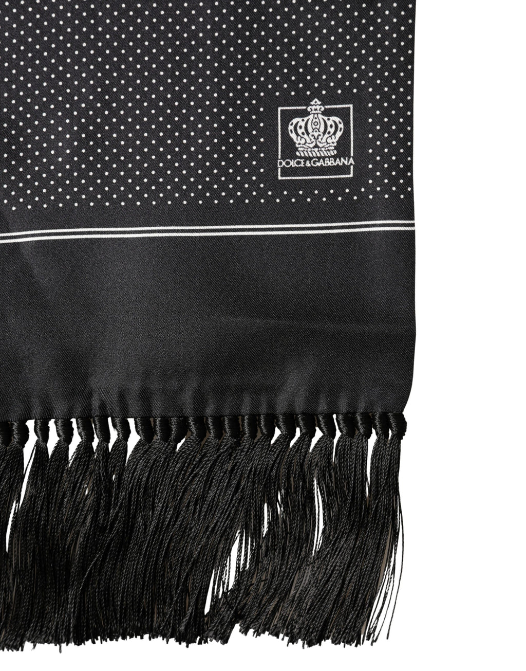 Dolce & Gabbana Black Silk Polka Dot Crown Foulard 140cm X 16.5cm Men's Scarf