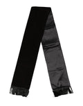Dolce & Gabbana Black Silk Fringe Neck Wrap Foulard 139.5cm x 15.5cm Men's Scarf