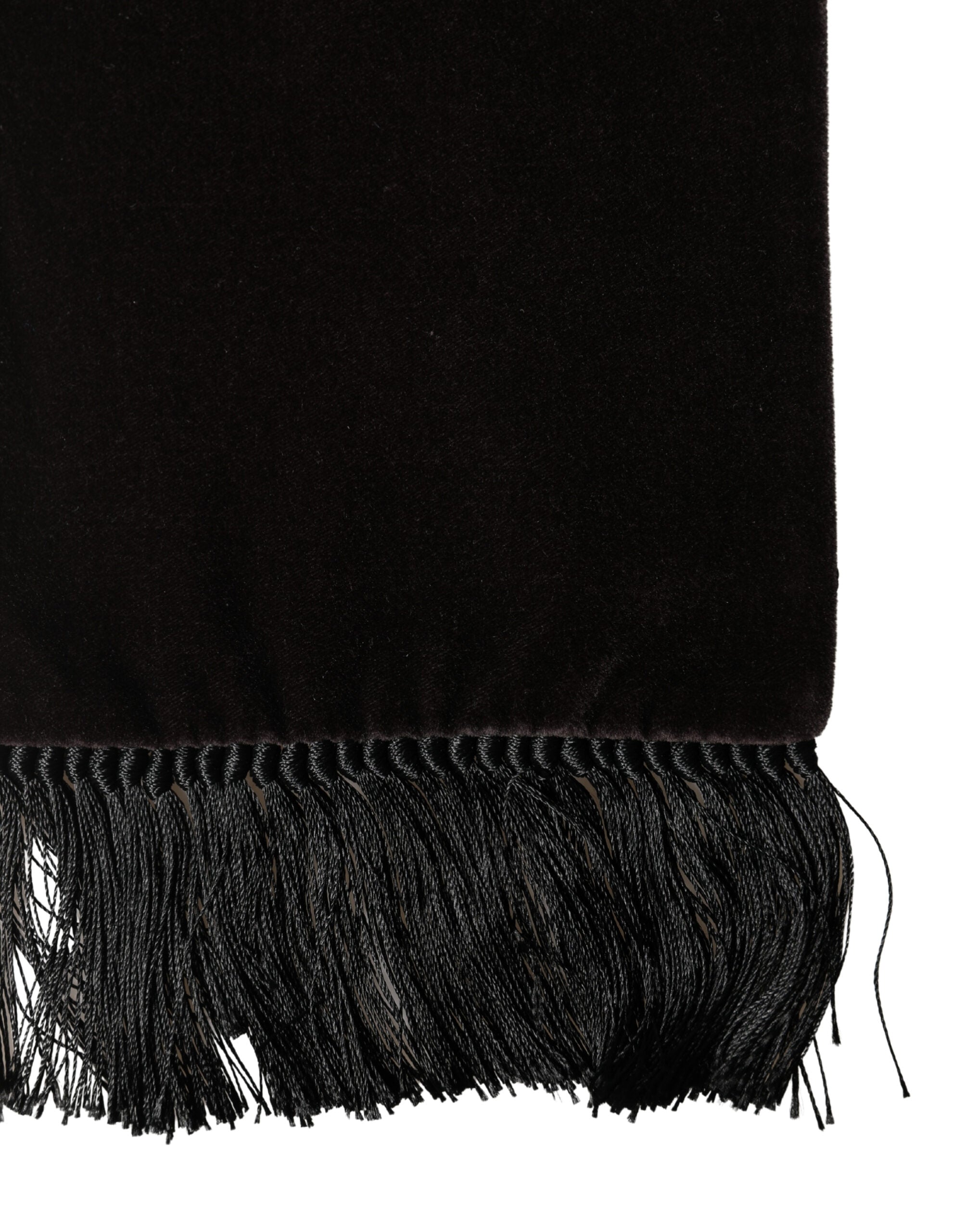Dolce & Gabbana Black Silk Fringe Neck Wrap Foulard 139.5cm x 15.5cm Men's Scarf