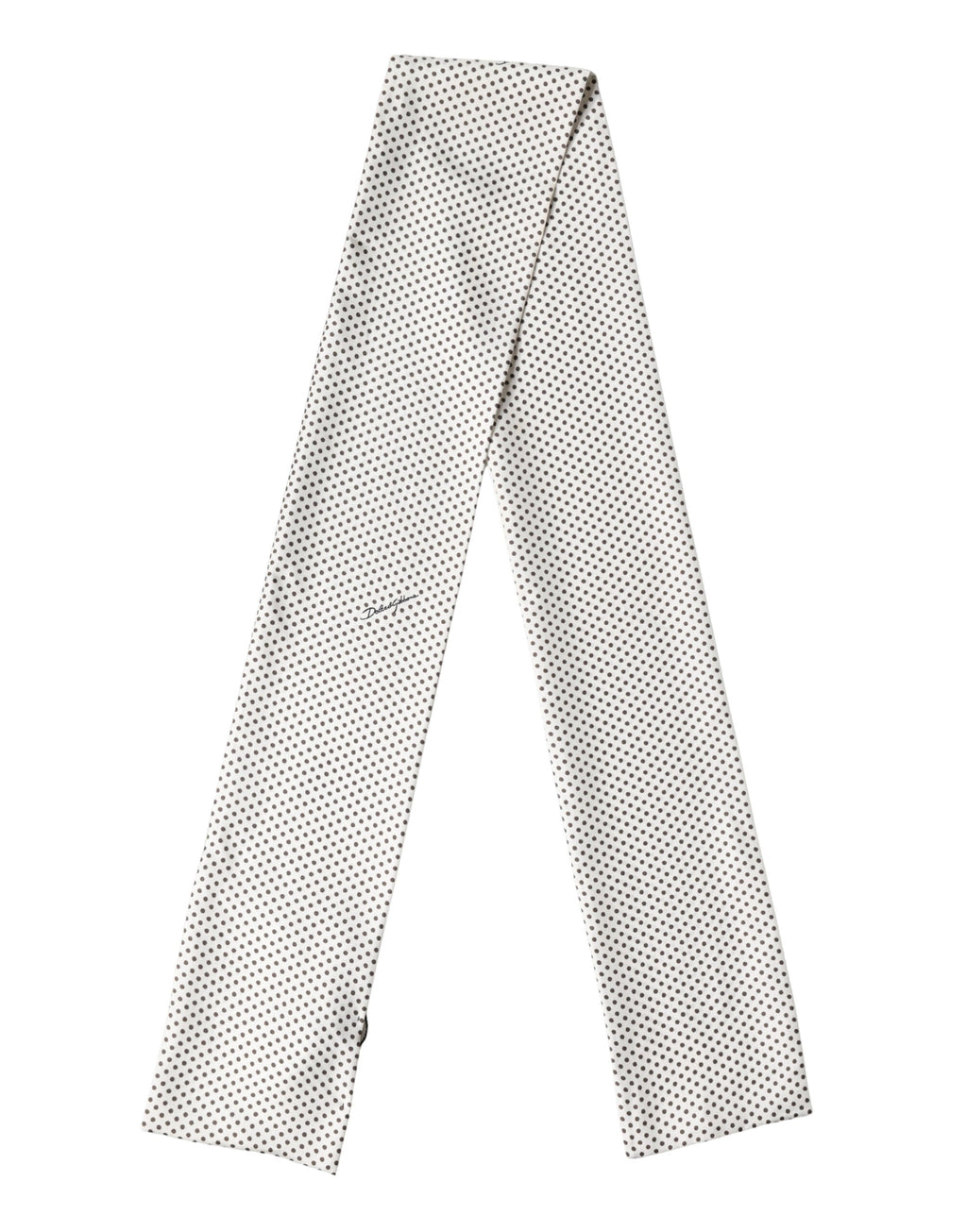 Dolce & Gabbana White Brown Polka Dot Silk Bandeau Neck Wrap 151cm x 13cm  Women's Scarf