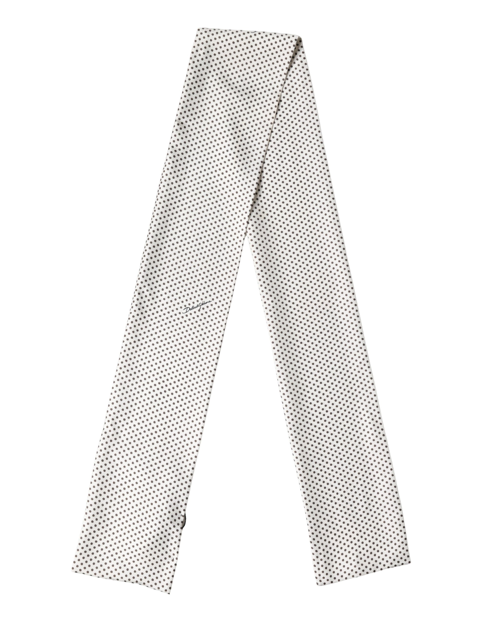 Dolce & Gabbana White Brown Polka Dot Silk Bandeau Neck Wrap 151cm x 13cm  Women's Scarf