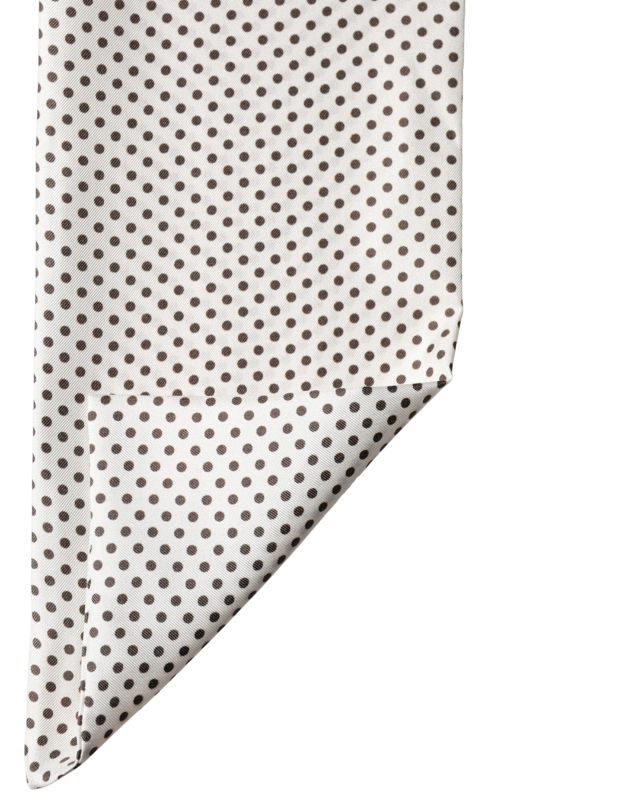Dolce & Gabbana White Brown Polka Dot Silk Bandeau Neck Wrap 151cm x 13cm  Women's Scarf