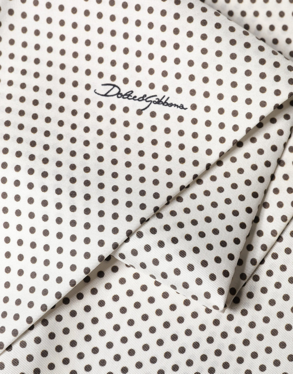 Dolce & Gabbana White Brown Polka Dot Silk Bandeau Neck Wrap 151cm x 13cm  Women's Scarf