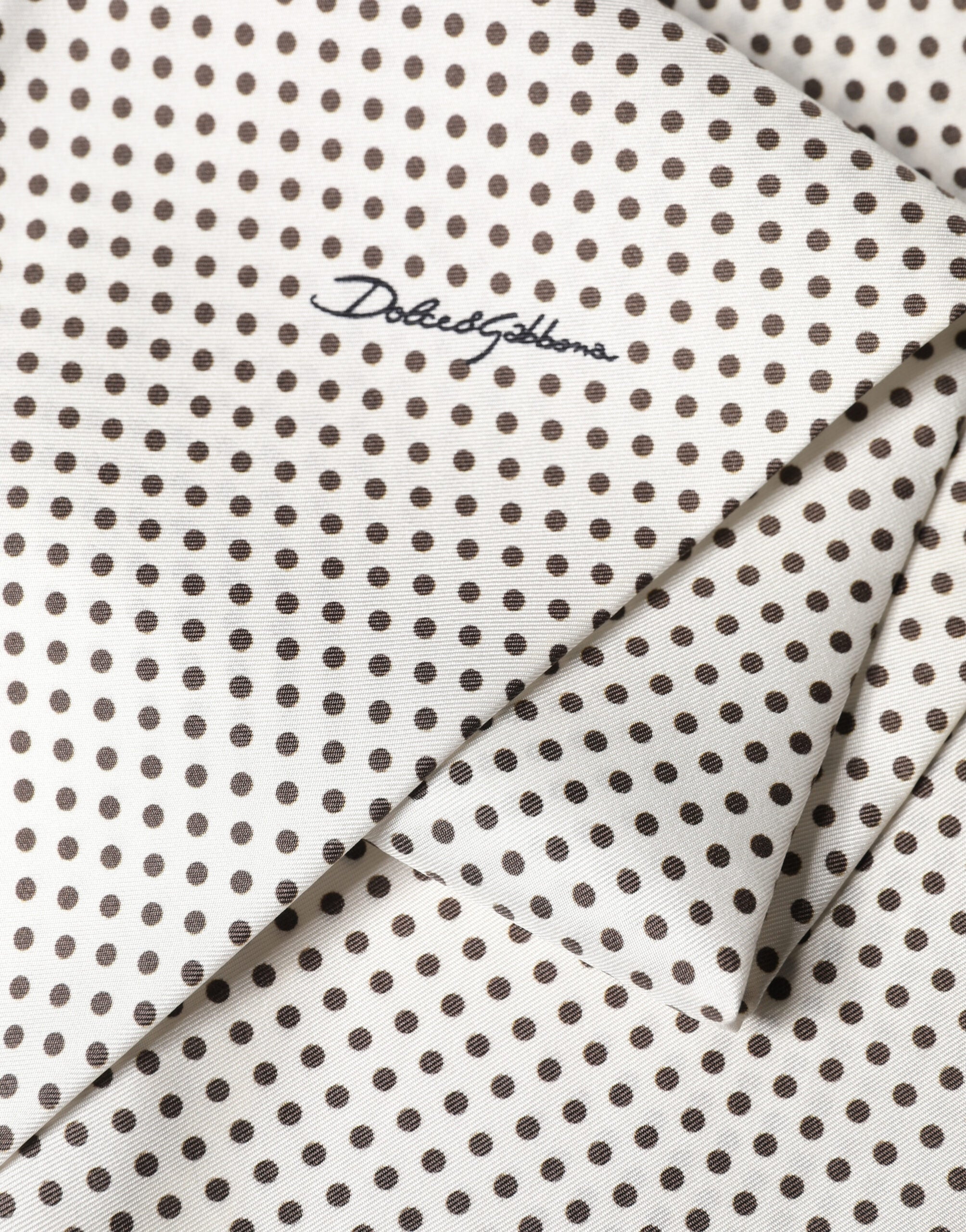 Dolce & Gabbana White Brown Polka Dot Silk Bandeau Neck Wrap 151cm x 13cm  Women's Scarf