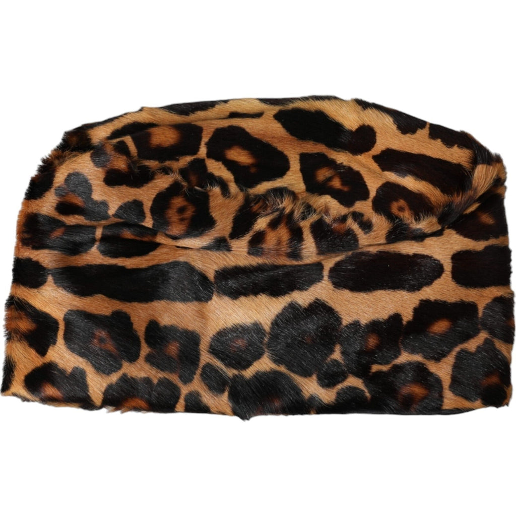 Dolce & Gabbana Brown Leopard Fur Women Bucket Capello Women's Hat