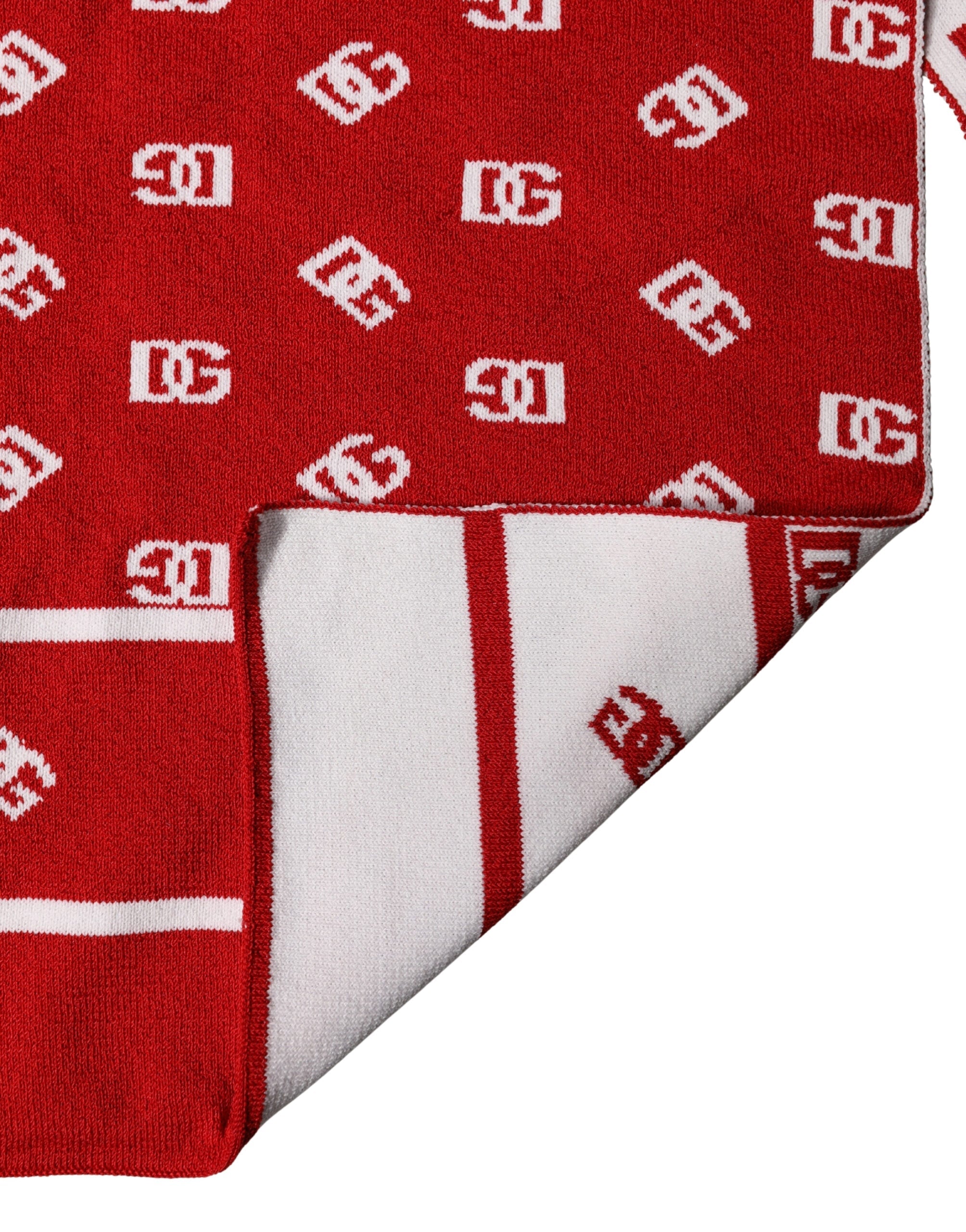 Dolce & Gabbana Red White Logo Print Foulard 201cm x 40.5cm  Men Men's Scarf