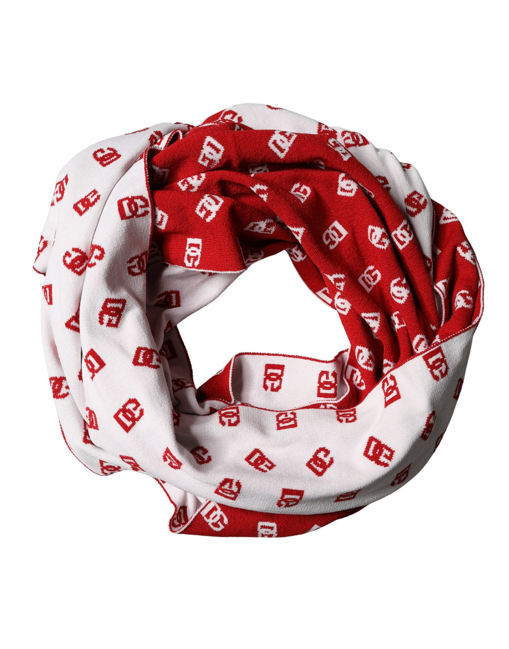 Dolce & Gabbana Red White Logo Print Foulard 201cm x 40.5cm  Men Men's Scarf
