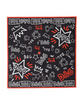 Dolce & Gabbana Black White Red DG Crown Cotton Foulard 47cm x 46cm Women's Scarf