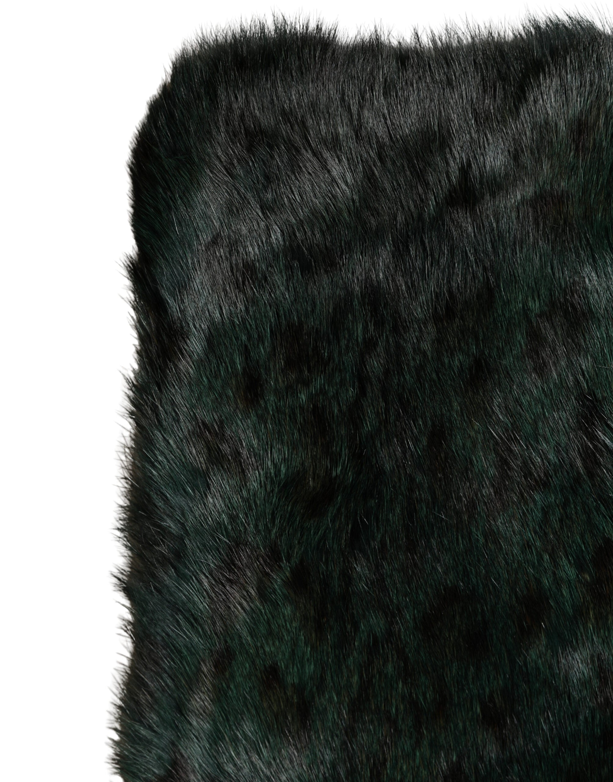 Dolce & Gabbana Black Green Stripe Fur Shawl Neck Wrap 180cm x49cm  Women's Scarf