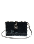 Dolce & Gabbana Black Acrylic Plexiglass Studded DOLCE BOX Clutch Women's Bag