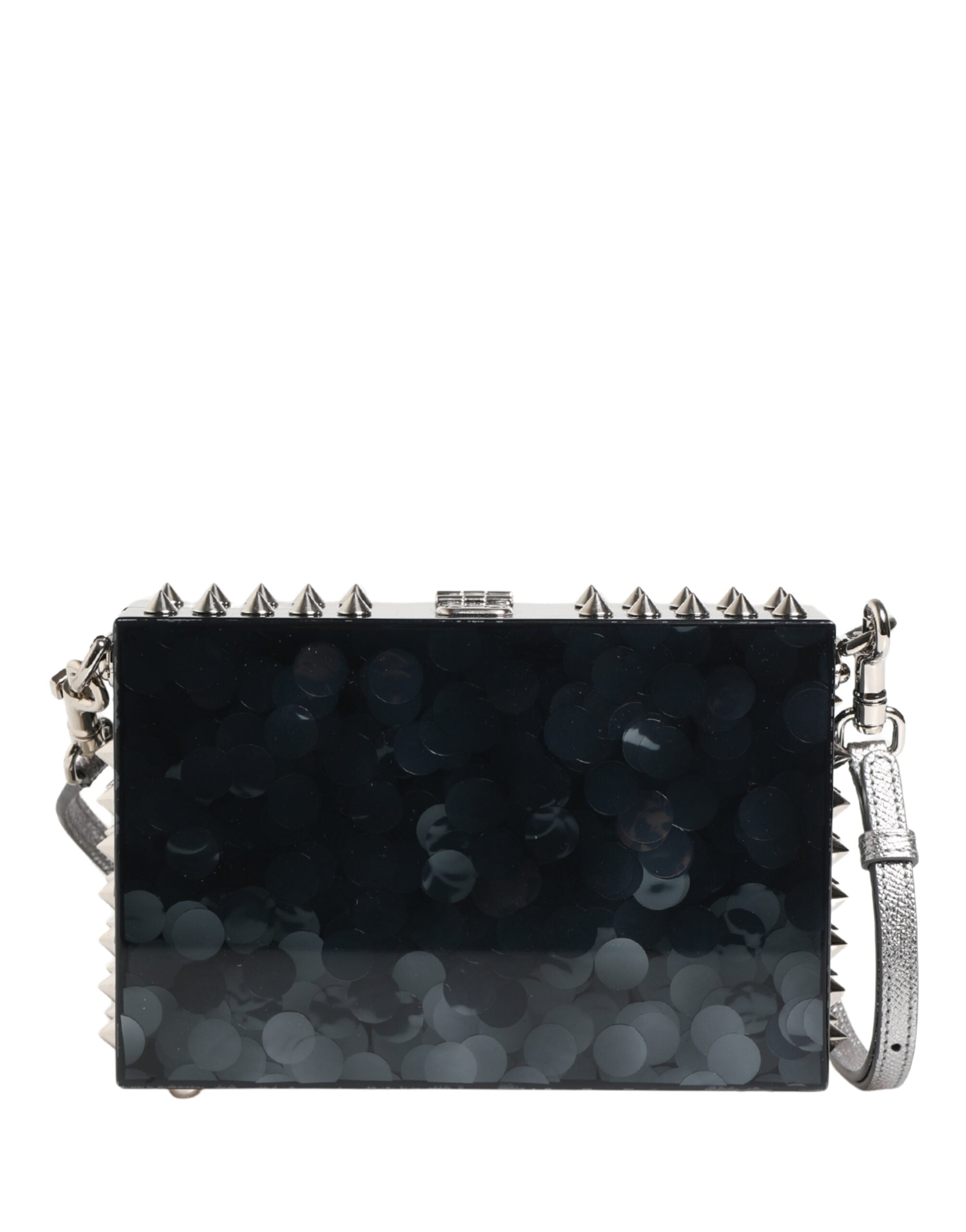 Dolce & Gabbana Black Acrylic Plexiglass Studded DOLCE BOX Clutch Women's Bag
