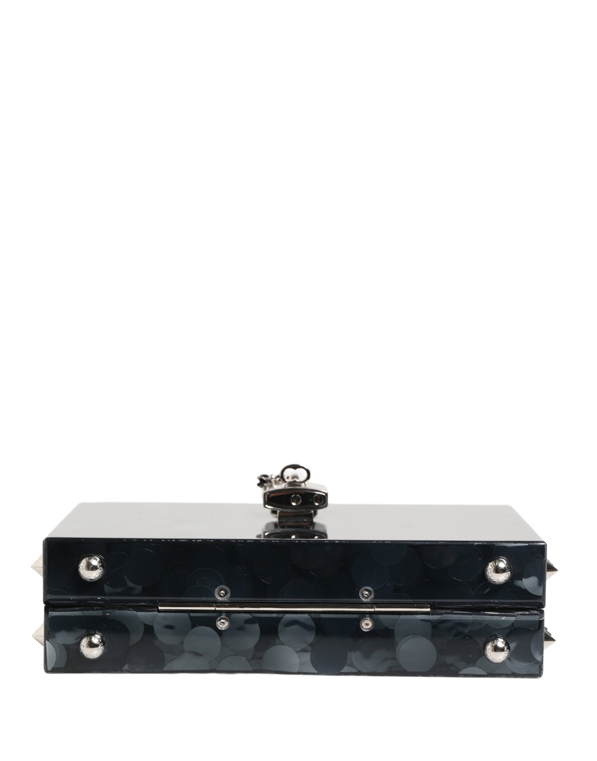 Dolce & Gabbana Black Acrylic Plexiglass Studded DOLCE BOX Clutch Women's Bag
