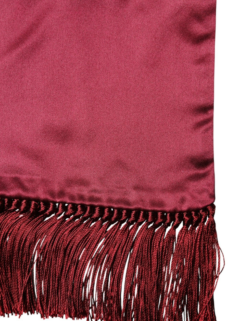 Dolce & Gabbana Red Satin Silk Fringes Men Foulard 137.5cm x14.5cm Men's Scarf