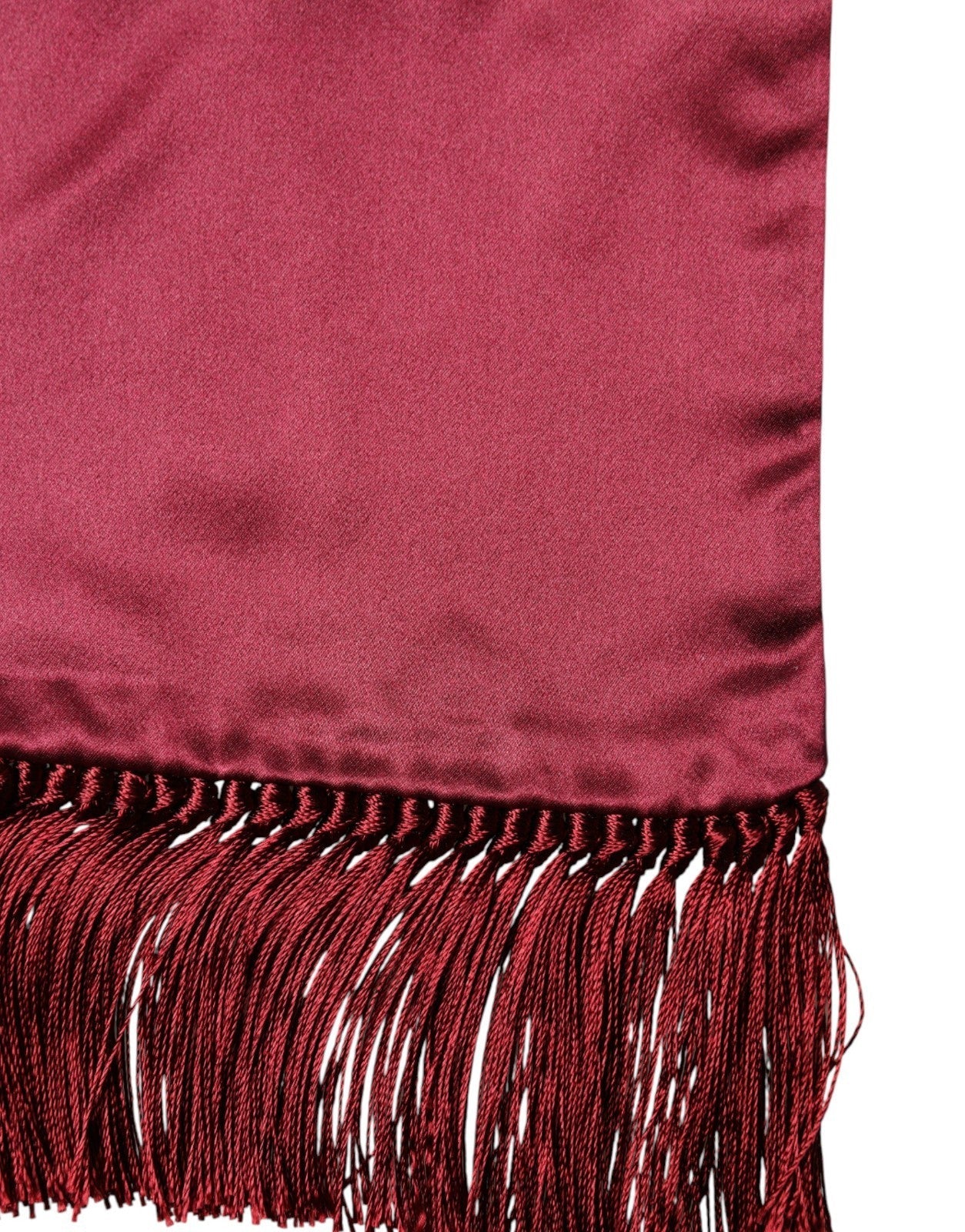 Dolce & Gabbana Red Satin Silk Fringes Men Foulard 137.5cm x14.5cm Men's Scarf