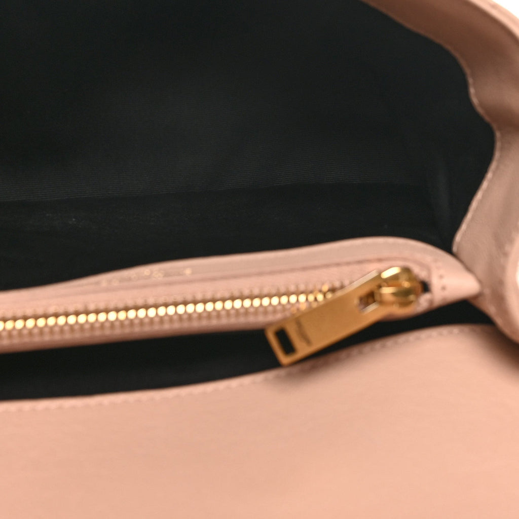 Sheepskin Matelasse Chevron Monogram Medium College Bag Rose Poudre