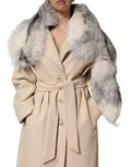 Dolce & Gabbana White Fox Fur Neck Wrap Warmer Winter Women's Scarf