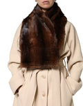 Dolce & Gabbana Black Brown Stripe Fur Shawl Wrap Women's Scarf