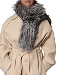 Dolce & Gabbana Gray Fox Fur Neck Wrap Warmer Winter Women's Scarf