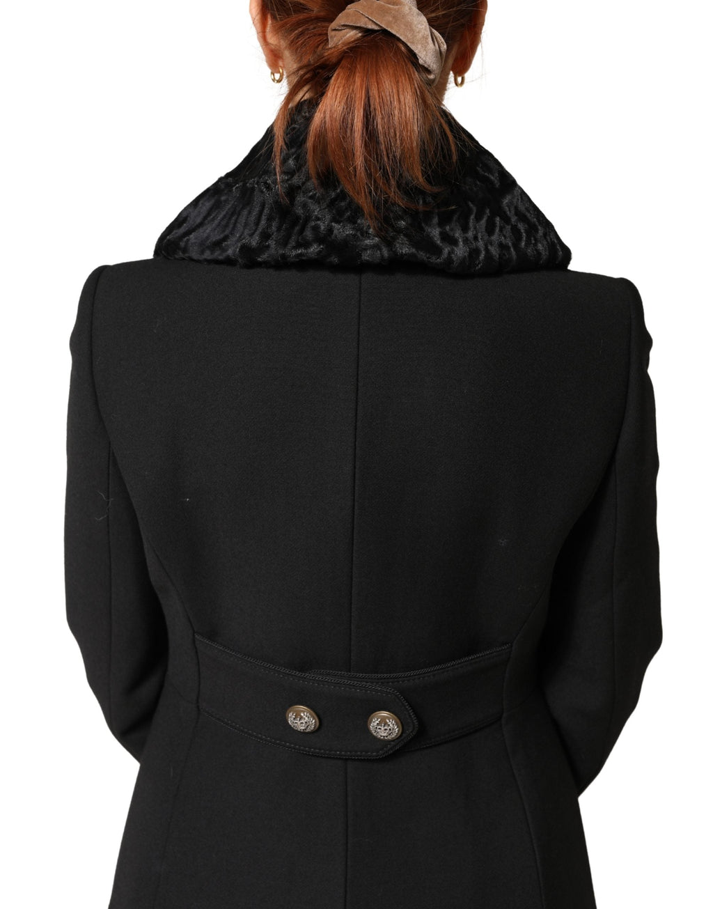 Dolce & Gabbana Black Lamb Fur Women Neck Warmer Winter Women's Scarf