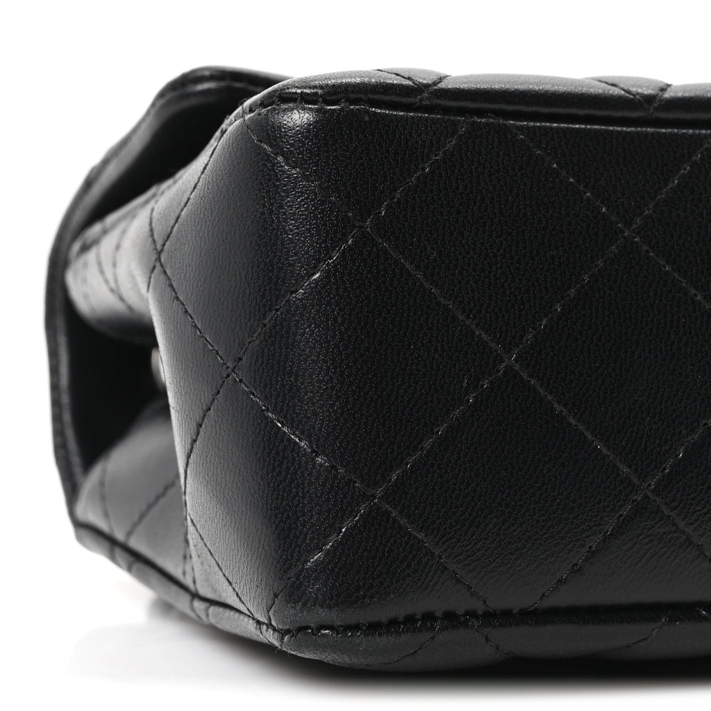 Lambskin Quilted Mini Rectangular Flap Black