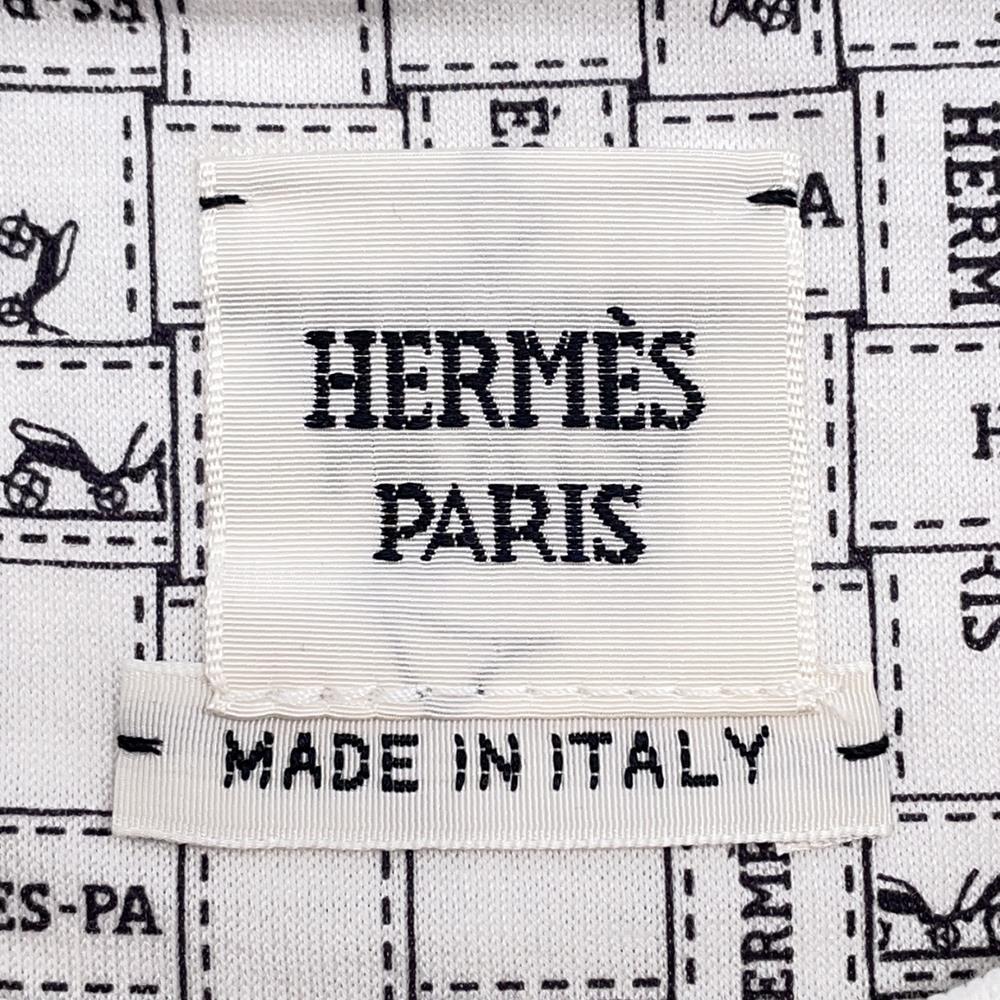 HERMES Bolduc Check T-Shirt Size 36 Blanc Casse Cotton100%