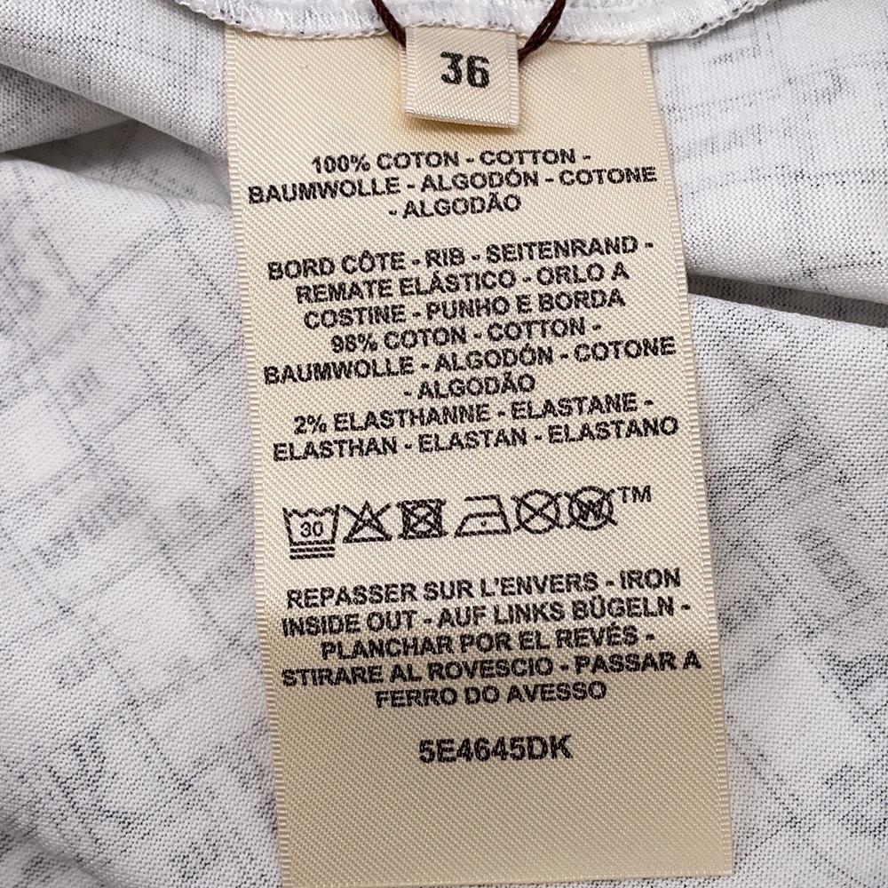 HERMES Bolduc Check T-Shirt Size 36 Blanc Casse Cotton100%