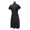 HERMES Zip-up Dress Mosaique motif Size 40 Black Cotton100%
