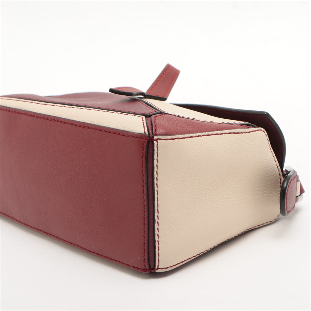 Loewe Bordeaux Beige Calf Leather Mini Puzzle Bag [Clearance Sale]