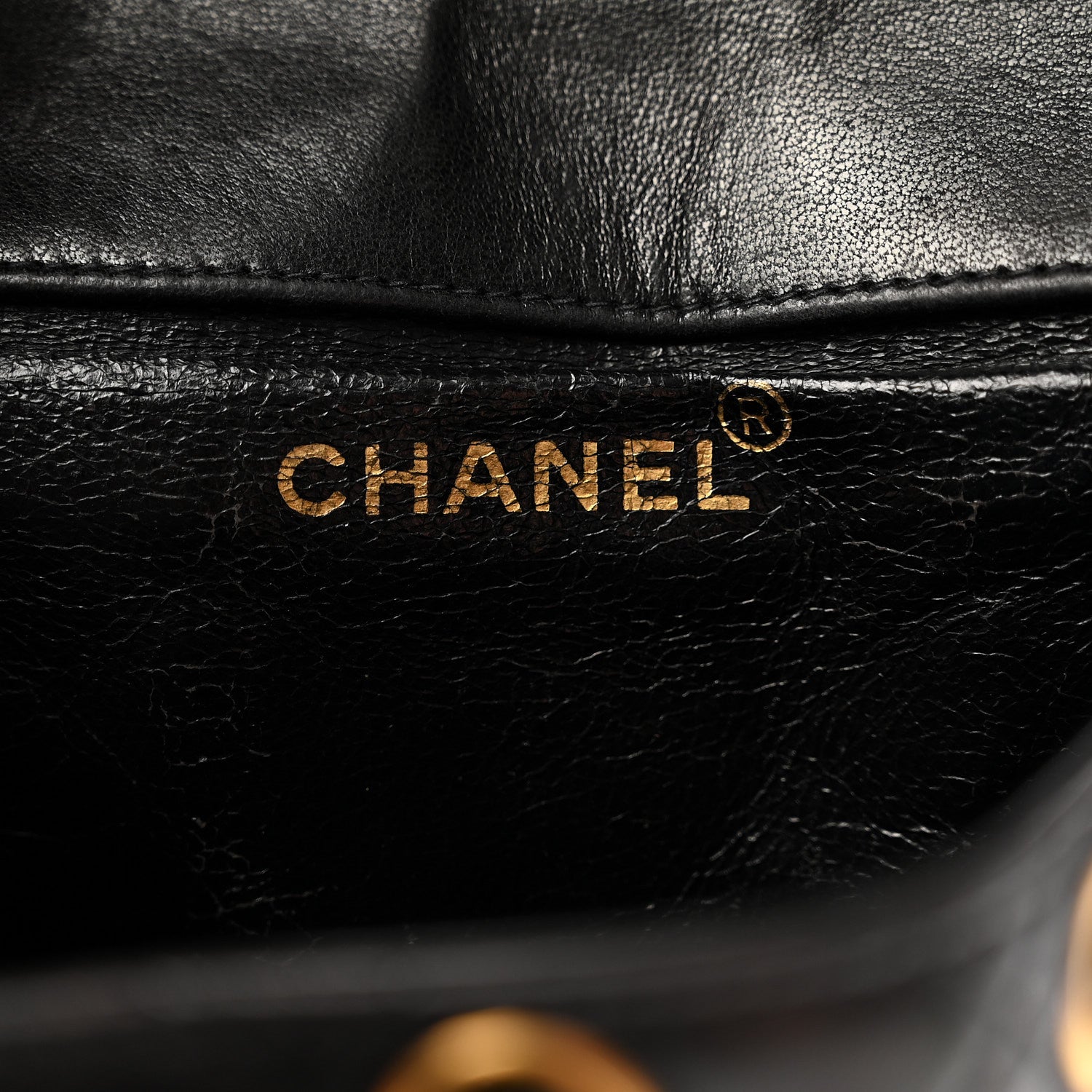 Lambskin Quilted Drawstring Backpack Black
