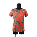 HERMES All-over print T-shirt Size 38 Orange/Gray Cotton100%