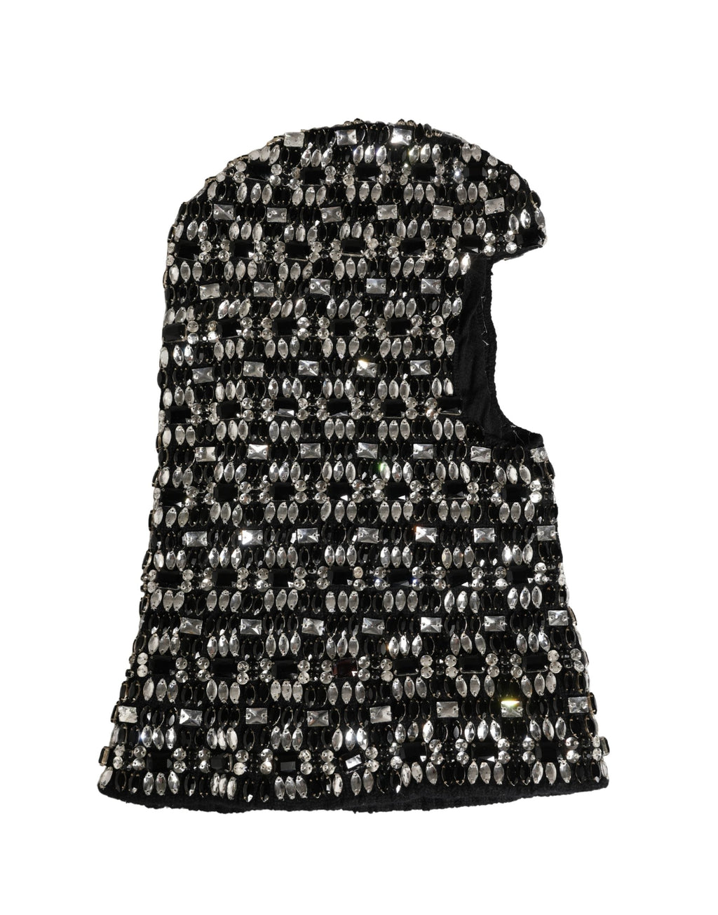 Dolce & Gabbana Black Wool Crystal Embellished Balaclava Women's Hat