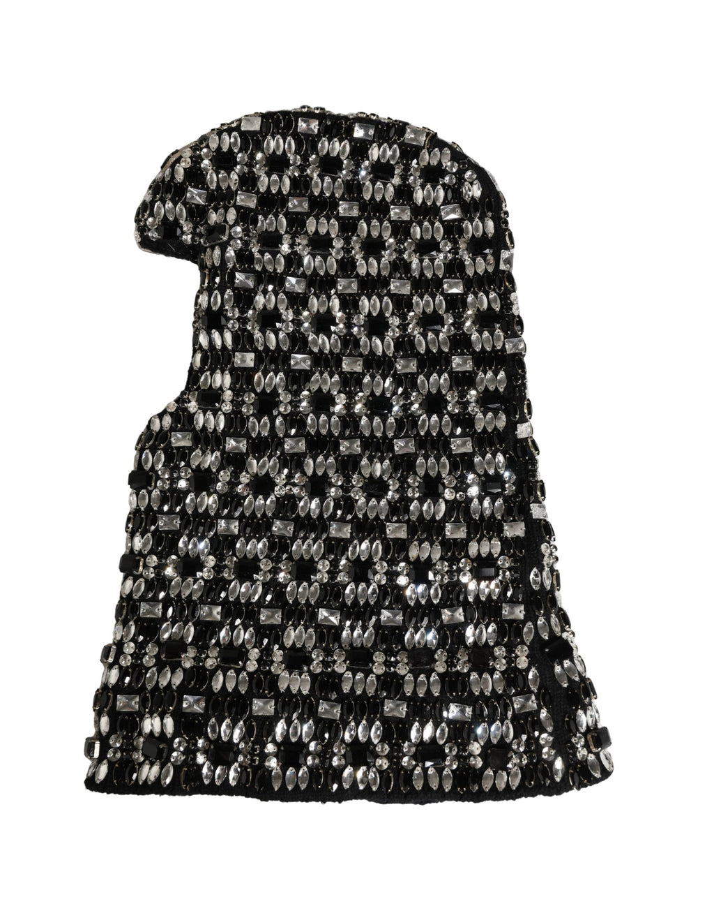 Dolce & Gabbana Black Wool Crystal Embellished Balaclava Women's Hat