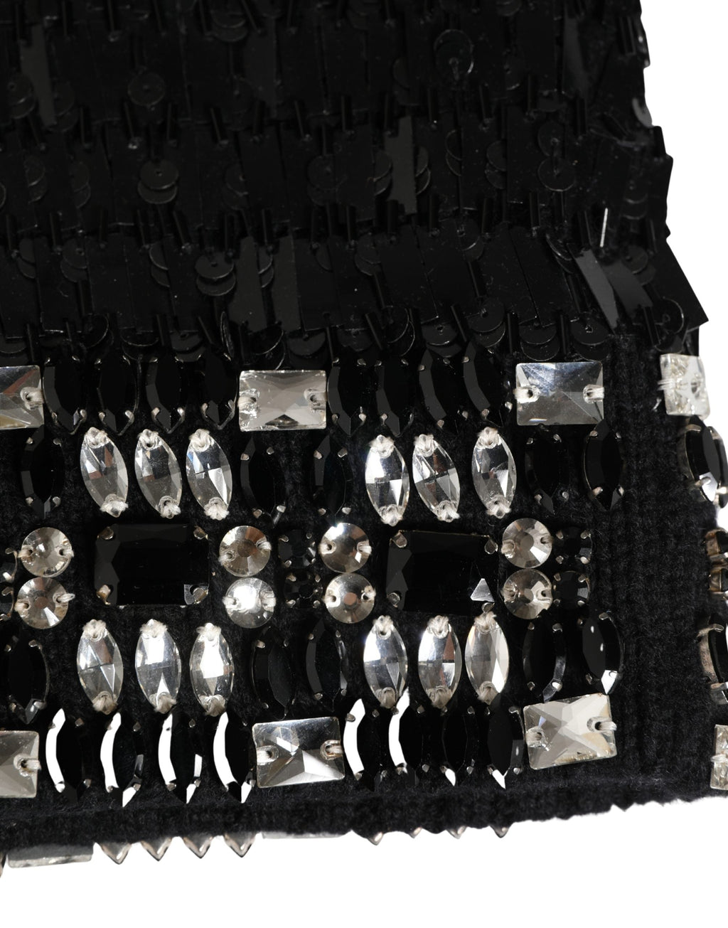 Dolce & Gabbana Black Wool Crystal Embellished Balaclava Women's Hat